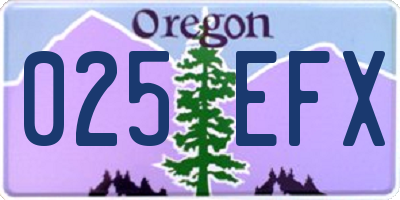 OR license plate 025EFX