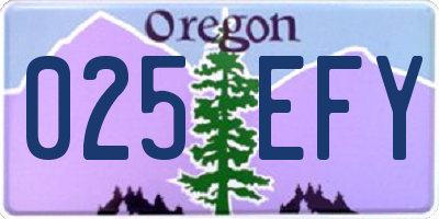 OR license plate 025EFY