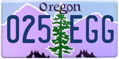 OR license plate 025EGG