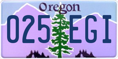 OR license plate 025EGI