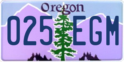 OR license plate 025EGM