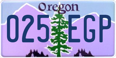 OR license plate 025EGP