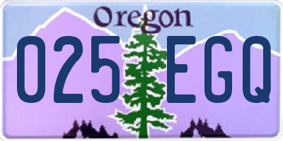 OR license plate 025EGQ
