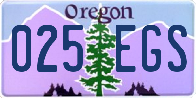 OR license plate 025EGS