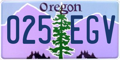 OR license plate 025EGV
