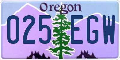 OR license plate 025EGW