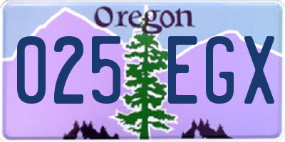 OR license plate 025EGX