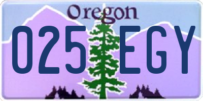 OR license plate 025EGY
