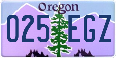 OR license plate 025EGZ