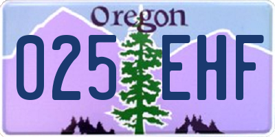 OR license plate 025EHF