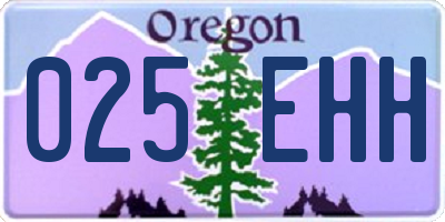 OR license plate 025EHH