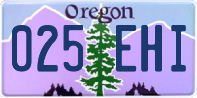 OR license plate 025EHI