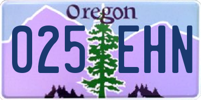 OR license plate 025EHN