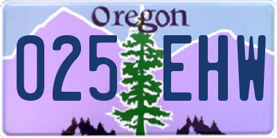 OR license plate 025EHW