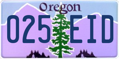 OR license plate 025EID