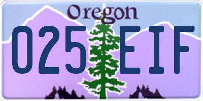 OR license plate 025EIF