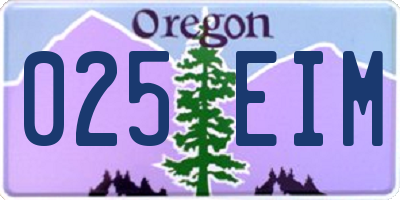 OR license plate 025EIM