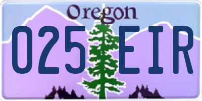 OR license plate 025EIR