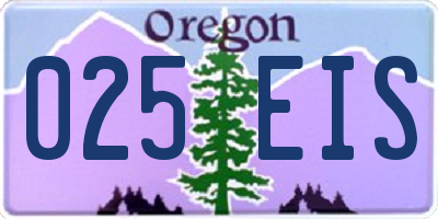 OR license plate 025EIS