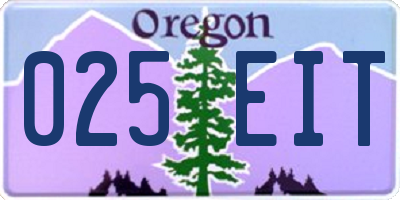 OR license plate 025EIT