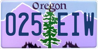 OR license plate 025EIW