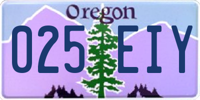 OR license plate 025EIY