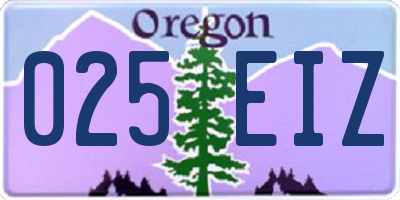OR license plate 025EIZ