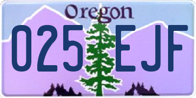 OR license plate 025EJF