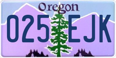 OR license plate 025EJK