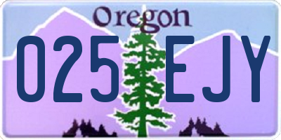 OR license plate 025EJY