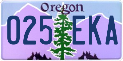 OR license plate 025EKA