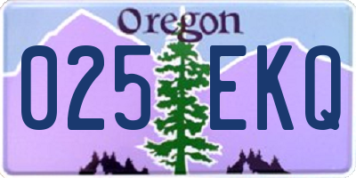 OR license plate 025EKQ