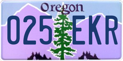 OR license plate 025EKR