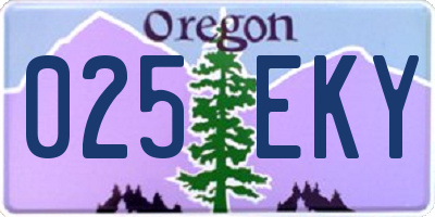 OR license plate 025EKY