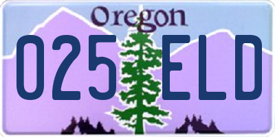 OR license plate 025ELD