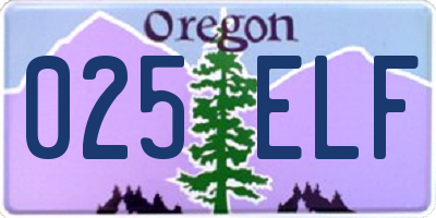 OR license plate 025ELF