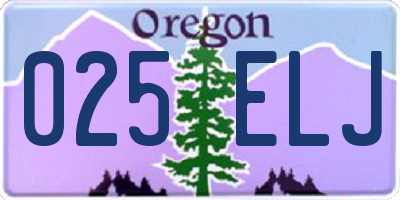 OR license plate 025ELJ