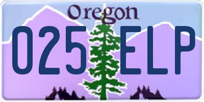 OR license plate 025ELP