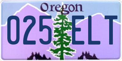 OR license plate 025ELT