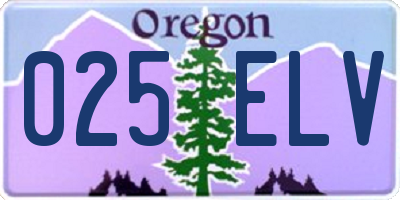 OR license plate 025ELV