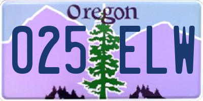 OR license plate 025ELW