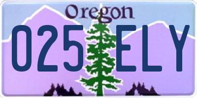 OR license plate 025ELY