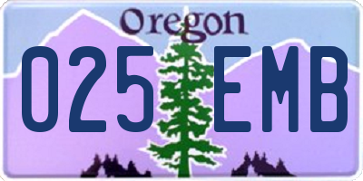OR license plate 025EMB