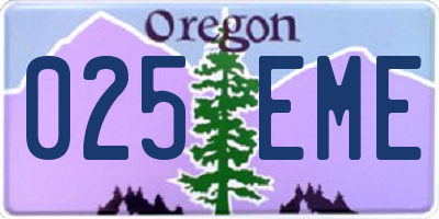 OR license plate 025EME