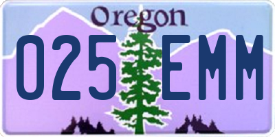 OR license plate 025EMM