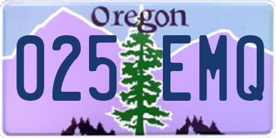 OR license plate 025EMQ