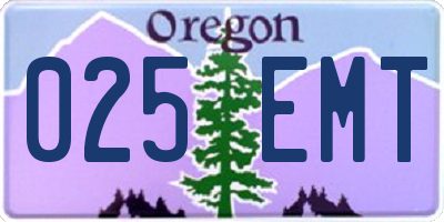 OR license plate 025EMT
