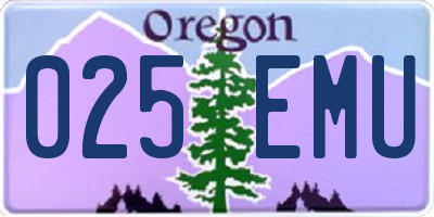OR license plate 025EMU