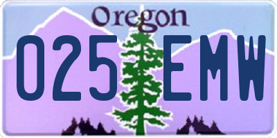 OR license plate 025EMW