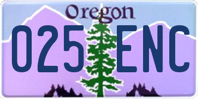 OR license plate 025ENC